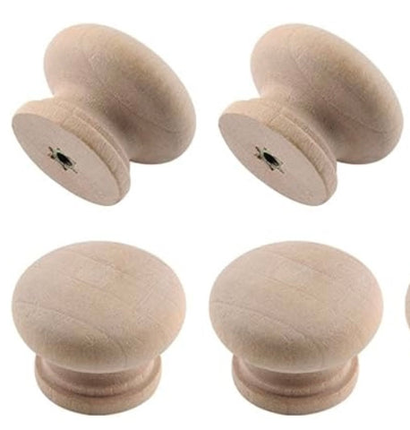 Wood Unfinished Drawer Knobs/ Pulls - Set of Four