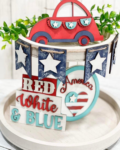 DIY - Red, White & Blue Tiered Tray Set