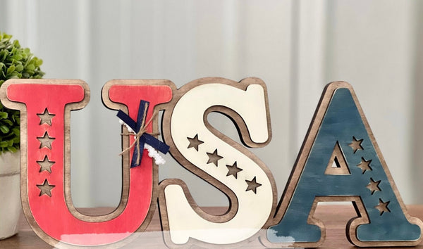DIY- Chunky USA Letters Shelf Sitter