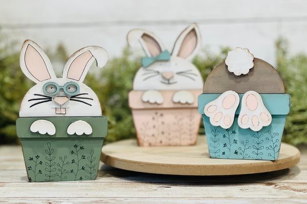 DIY- Bunny in Pots Chunky Shelf Sitter