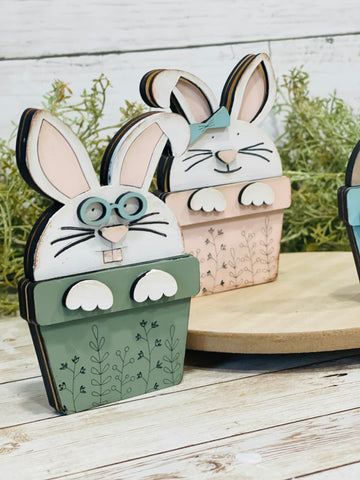 DIY- Bunny in Pots Chunky Shelf Sitter